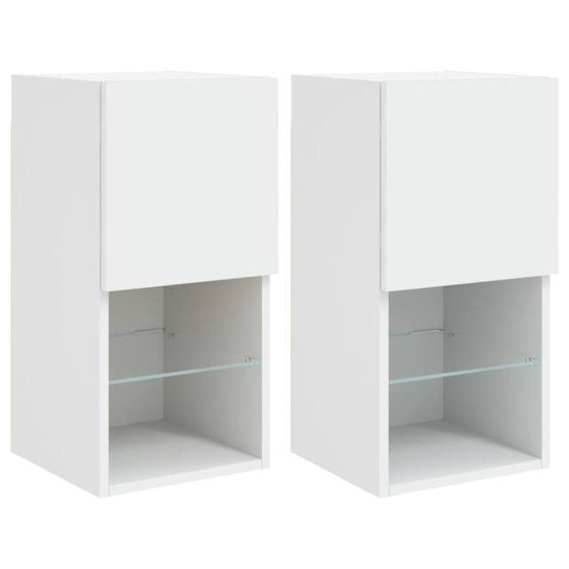 Berkfield Home TV Cabinets with LED Lights 2 pcs White 30.5x30x60 cm - image 1