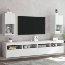Berkfield Home TV Cabinets with LED Lights 2 pcs White 30.5x30x60 cm - thumbnail 2