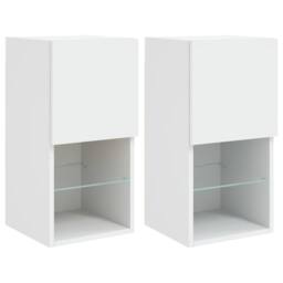 Berkfield Home TV Cabinets with LED Lights 2 pcs White 30.5x30x60 cm - thumbnail 1