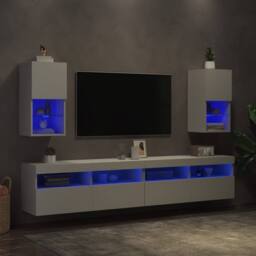 Berkfield Home TV Cabinets with LED Lights 2 pcs White 30.5x30x60 cm - thumbnail 4