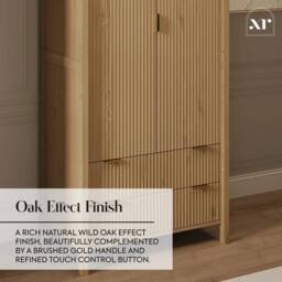 X Rocker XR Living Dak ota Two Door Wardrobe with Two Drawers & Lights - Oak in Light Oak - thumbnail 7