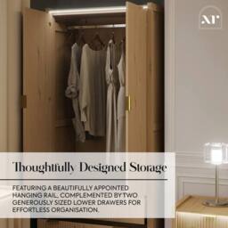 X Rocker XR Living Dak ota Two Door Wardrobe with Two Drawers & Lights - Oak in Light Oak - thumbnail 6