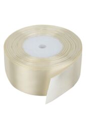 Neel Blue Double Sided Satin Polyester Ribbon Roll, 40mm x 25 Metres in Cream - thumbnail 2