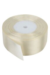 Neel Blue Double Sided Satin Polyester Ribbon Roll, 40mm x 25 Metres in Cream