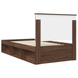 Berkfield Home Bed Frame with Headboard Brown Oak 100 x 200 cm Solid Pine Wood - thumbnail 9