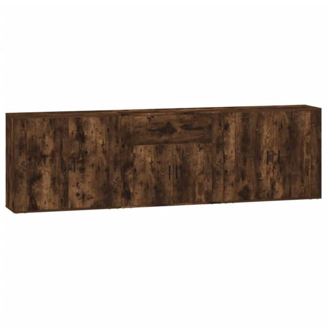 Berkfield Home Sideboards 3 pcs Smoked Oak Engineered Wood in Brown - image 1