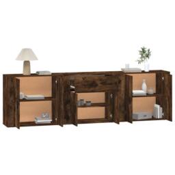 Berkfield Home Sideboards 3 pcs Smoked Oak Engineered Wood in Brown - thumbnail 4