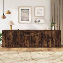 Berkfield Home Sideboards 3 pcs Smoked Oak Engineered Wood in Brown - thumbnail 2