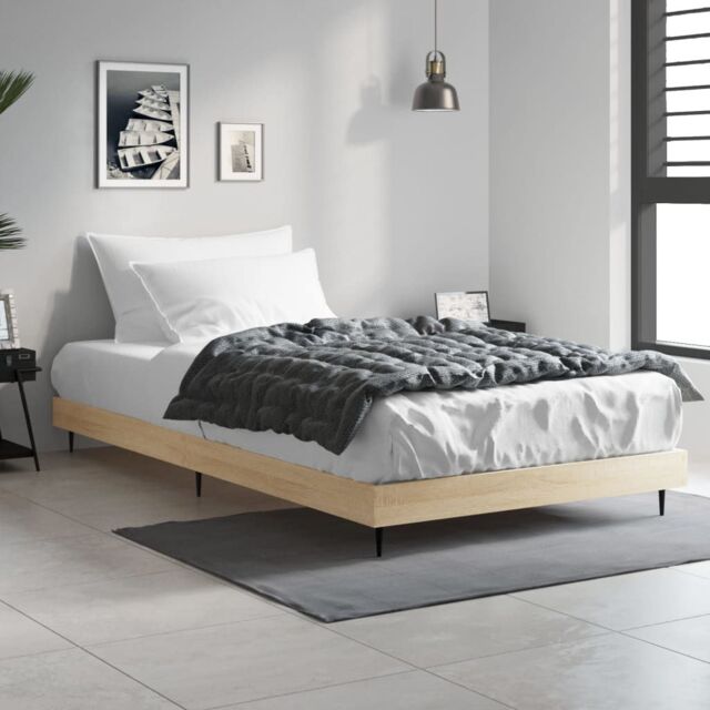 Berkfield Home Bed Frame Sonoma Oak 90x200 cm Engineered Wood in Brown - image 1