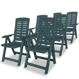 Berkfield Home Reclining Garden Chairs 6 pcs Plastic Green - thumbnail 2