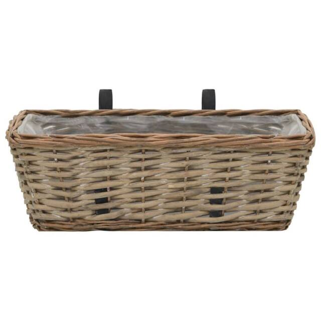 Berkfield Home Traditional Balcony Planter 2 pcs Wicker with PE Lining 40 cm in Brown - image 1