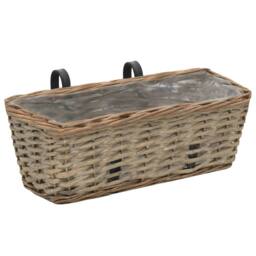 Berkfield Home Traditional Balcony Planter 2 pcs Wicker with PE Lining 40 cm in Brown - thumbnail 3
