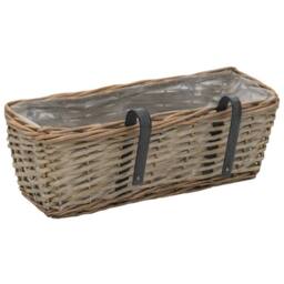 Berkfield Home Traditional Balcony Planter 2 pcs Wicker with PE Lining 40 cm in Brown - thumbnail 4