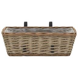 Berkfield Home Traditional Balcony Planter 2 pcs Wicker with PE Lining 40 cm in Brown - thumbnail 1