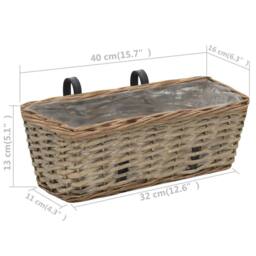 Berkfield Home Traditional Balcony Planter 2 pcs Wicker with PE Lining 40 cm in Brown - thumbnail 6