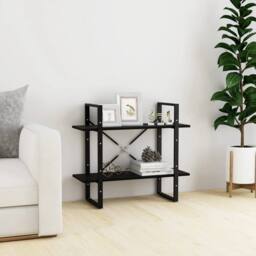 Berkfield Home Decorative 2-Tier Book Cabinet Black 80x30x70 cm Solid Pine Wood - Size: 80 x 30 x 70 cm - thumbnail 2