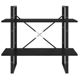 Berkfield Home Decorative 2-Tier Book Cabinet Black 80x30x70 cm Solid Pine Wood - Size: 80 x 30 x 70 cm - thumbnail 5