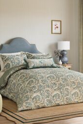 Sanderson 'Tilia Lime' Cotton Duvet Cover Set in Teal - Size: Super King - thumbnail 1
