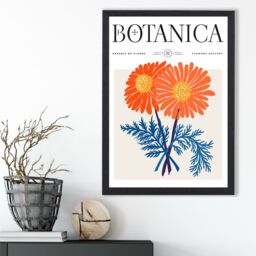 ARTZE Blue & Orange Chrysanthemum Flower Market Exhibition Framed Print SIZE: A4 with Black Frame - thumbnail 2