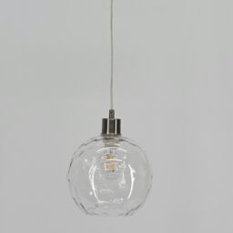 First Choice Lighting Set of 2 Barnum - Clear Dimple Glass Globe with Satin Nickel Pendants - thumbnail 5