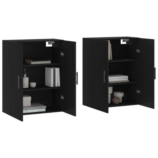 Berkfield Home Wall Mounted Cabinets 2 pcs Black 69.5x34x90 cm - image 1