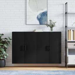 Berkfield Home Wall Mounted Cabinets 2 pcs Black 69.5x34x90 cm - thumbnail 2