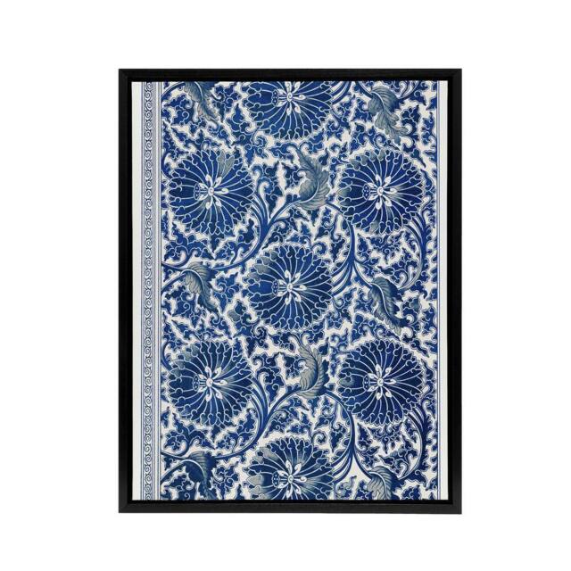 "Artery8 Owen Jones Art Nouveau Flower Pattern in Blue Framed Canvas Art Print - Size: W12"" x H16""" - image 1