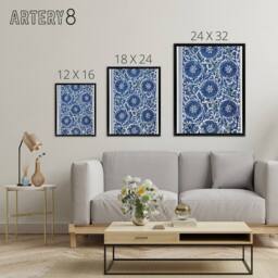 "Artery8 Owen Jones Art Nouveau Flower Pattern in Blue Framed Canvas Art Print - Size: W12"" x H16""" - thumbnail 4