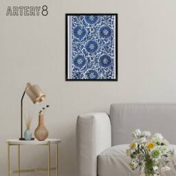 "Artery8 Owen Jones Art Nouveau Flower Pattern in Blue Framed Canvas Art Print - Size: W12"" x H16""" - thumbnail 3