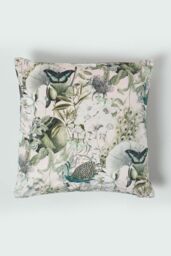 Homescapes Floral Butterfly Garden Grey Cushion 46 x 46 cm in Pink - thumbnail 1