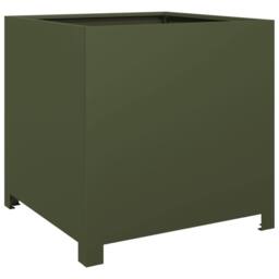 Berkfield Home Durable Garden Planter Olive Green 50x50x50 cm Steel - Size: 50 x 50 x 50 cm - thumbnail 3