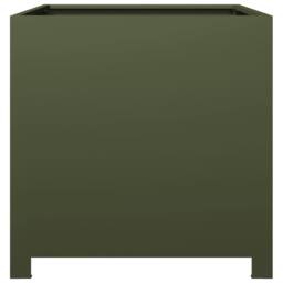 Berkfield Home Durable Garden Planter Olive Green 50x50x50 cm Steel - Size: 50 x 50 x 50 cm - thumbnail 4