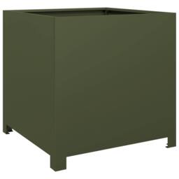 Berkfield Home Durable Garden Planter Olive Green 50x50x50 cm Steel - Size: 50 x 50 x 50 cm - thumbnail 6
