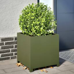 Berkfield Home Durable Garden Planter Olive Green 50x50x50 cm Steel - Size: 50 x 50 x 50 cm - thumbnail 2