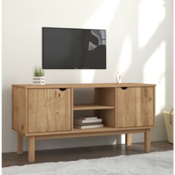 Berkfield Home TV Cabinet OTTA 113.5x43x57 cm Solid Wood Pine in Brown - thumbnail 1