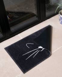 Artsy Mats Black Whiskers Cat Indoor Washable Doormat - Size: 50 cm x 80 cm - thumbnail 2