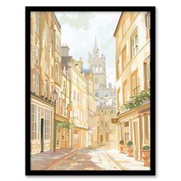 "Artery8 Bath England Sunny Day Street View Cityscape Framed Art Print in Beige - Size: W12"" x H16""" - thumbnail 1