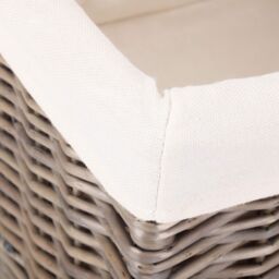 Red Hamper Wicker Square Antique Wash Lined Storage Basket in White - Size: Medium - thumbnail 4