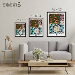 "Artery8 Bright Vintage Butterfly Patterns Framed Canvas Wall Art Print Seguy - Size: W12"" x H16""" - thumbnail 4