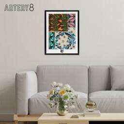 "Artery8 Bright Vintage Butterfly Patterns Framed Canvas Wall Art Print Seguy - Size: W12"" x H16""" - thumbnail 3