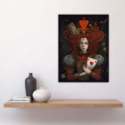 "Artery8 Wall Art Print Alice In Wonderland Queen Of Hearts Whimsical Magical Adventure Painting Poster in Red - Size: W24"" x H32""" - thumbnail 4