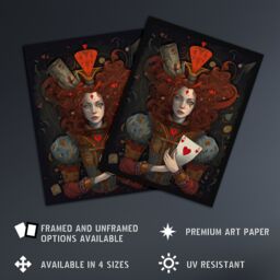 "Artery8 Wall Art Print Alice In Wonderland Queen Of Hearts Whimsical Magical Adventure Painting Poster in Red - Size: W24"" x H32""" - thumbnail 2