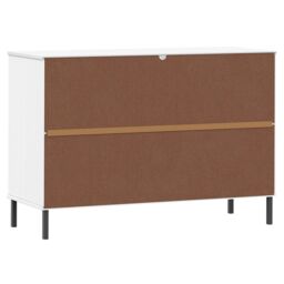 Berkfield Home Sideboard with Metal Legs White 113x40x77 cm Solid Wood OSLO - Size: 113 x 40 x 77 cm - thumbnail 7