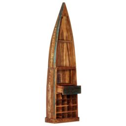 Berkfield Home Wine Rack 50x40x180 cm Solid Reclaimed Wood in Brown - Size: 50 x 40 x 180 cm - thumbnail 3