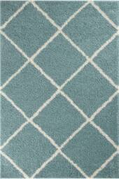 THE RUGS Moroccan Soft High Pile Shaggy Diamond Rugs & Runners Living Room in Duck Egg Blue - Size: 120 cm diameter - thumbnail 2