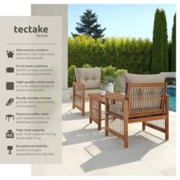 tectake Garden Furniture Set Eivissa in Natural - Size: 2 Seater - thumbnail 2