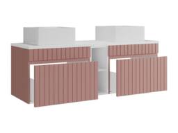 Vente-unique Striped Floating Bathroom Vanity Unit With Niches & Double Square in Pink - thumbnail 6
