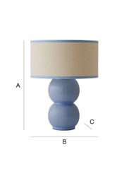 ValueLights Gemma Linen with Trim Drum Lamp Shade Stacked Ribbed Glazed Table Lamp in Light Blue - thumbnail 7
