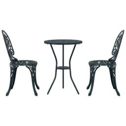 Berkfield Home 3-Piece Garden Bistro Set - Green Cast Aluminum - thumbnail 6