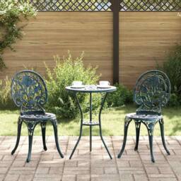 Berkfield Home 3-Piece Garden Bistro Set - Green Cast Aluminum - thumbnail 2